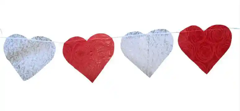 Banderines Corazones Blanco Y Rojo 4.0 Mt Amor Y Amistad