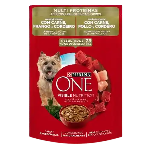 Purina One Pouch Multiproteinas Perros Cachorros Y Adultos Carne,pollo Y Cordero X 85gr