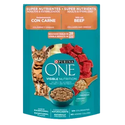 Purina One Pouch Super Nutrientes Gatos Adultos Y Esterilizados Carne X 85gr