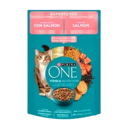 Purina One Pouch Super Foods Gatos Adultos Y Esterilizados Salmon X 85gr