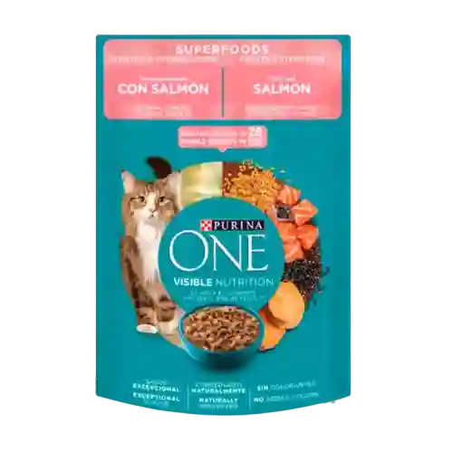 Purina One Pouch Super Foods Gatos Adultos Y Esterilizados Salmon X 85gr