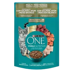 Purina One Pouch Multiproteinas Gatitos Y Gatos Adultos Salmon Atun Y Pescado Blanco X 85gr