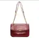 Bolso De Mano Diseño Brillante Color Rojo Con Detalles Dorados