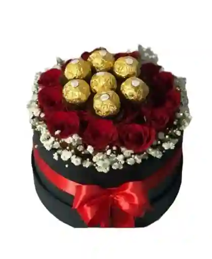 Cilindro De 12 Rosas Y Chocolates