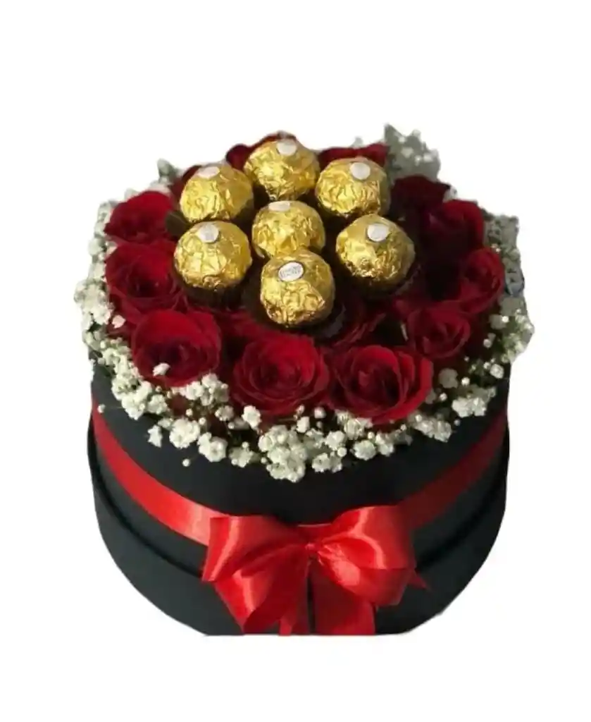 Cilindro De 12 Rosas Y Chocolates