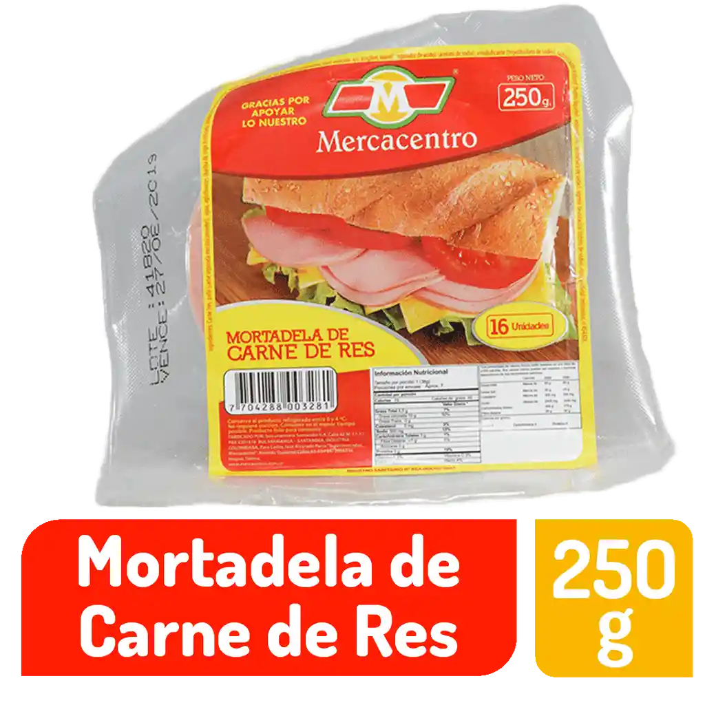 Mortadela Mercacentro Res 250 G