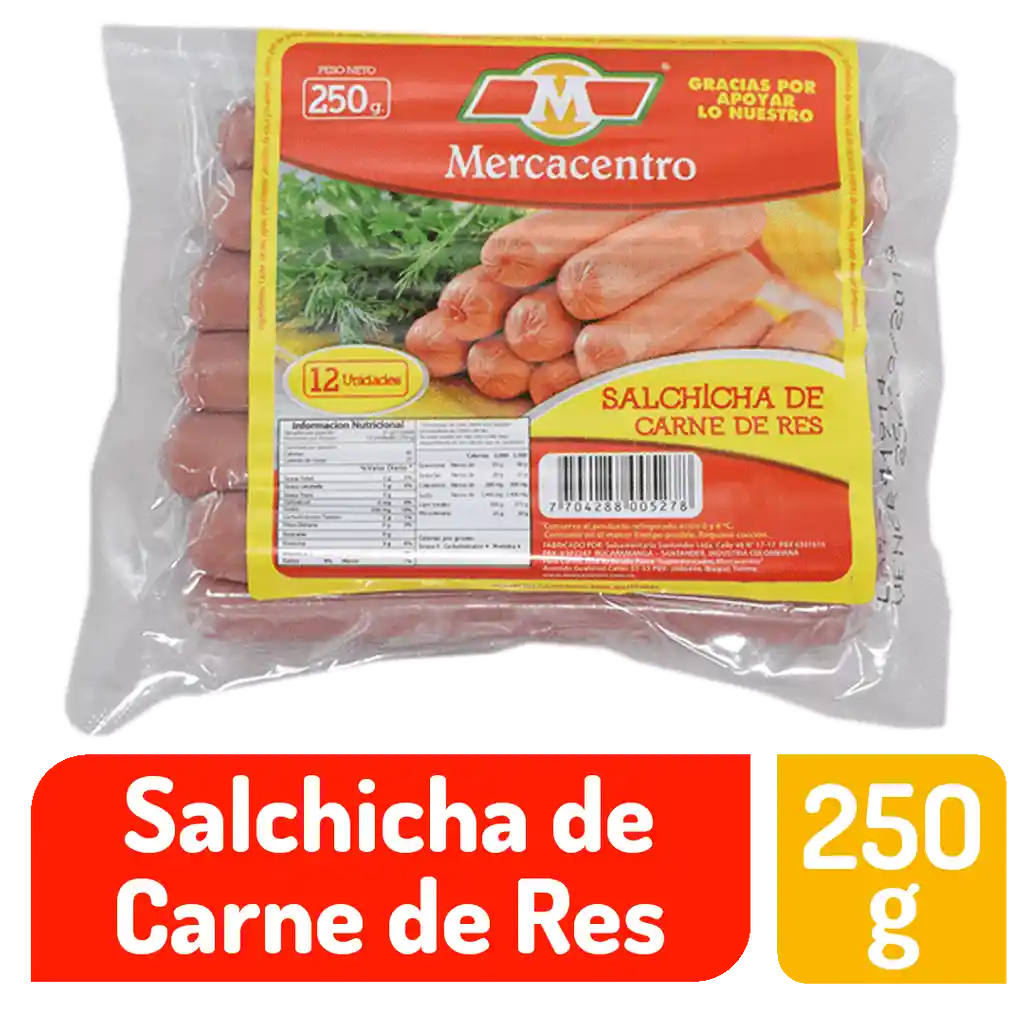 Salchicha Mercacentro Res 250 G