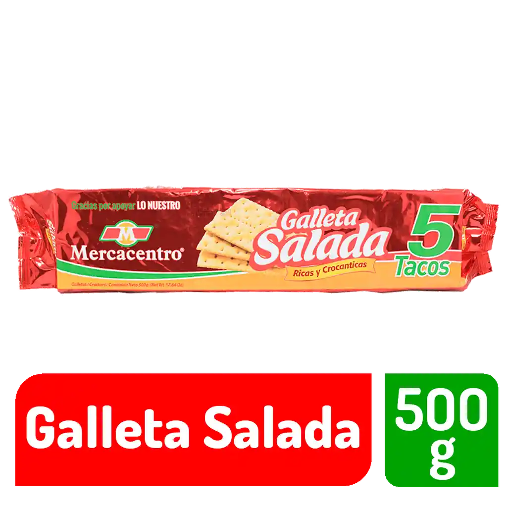 Galletas Mercacentro Salada X 5 Tacos 500 G