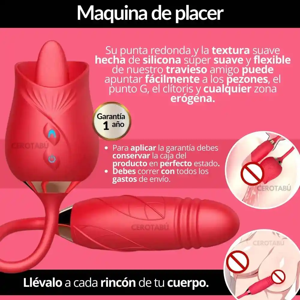 Vibrador Rosa Consolador Punto G Y Clítoris Juguete Premium