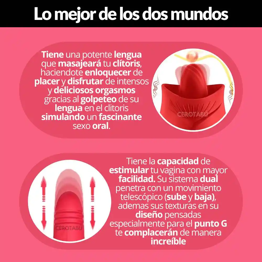 Vibrador Rosa Consolador Punto G Y Clítoris Juguete Premium