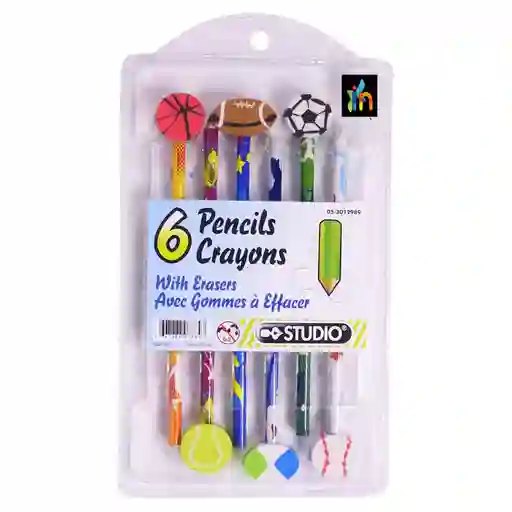 Lapices De Colores Surtidos Con Borrador En Forma De Balon