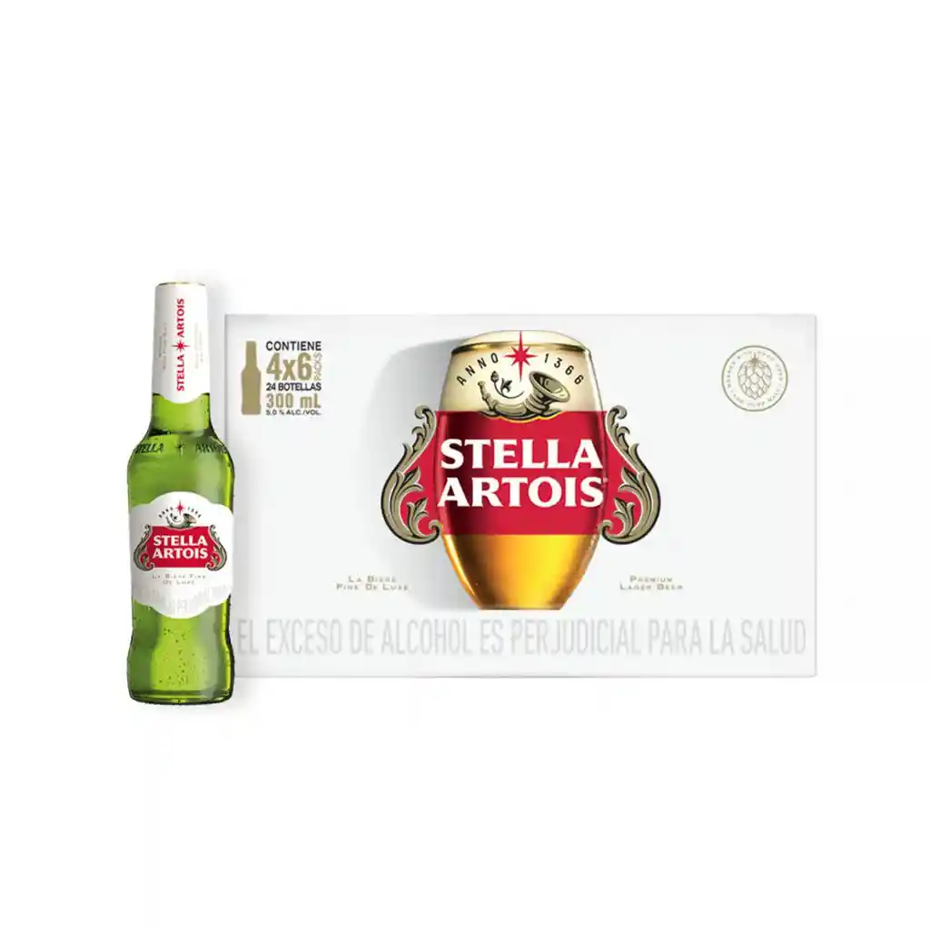 Stella Artois Cerveza En Botella 24 Unidades / 300 Ml