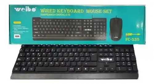 Combo Teclado Y Mouse Óptico Alambrico ⚡