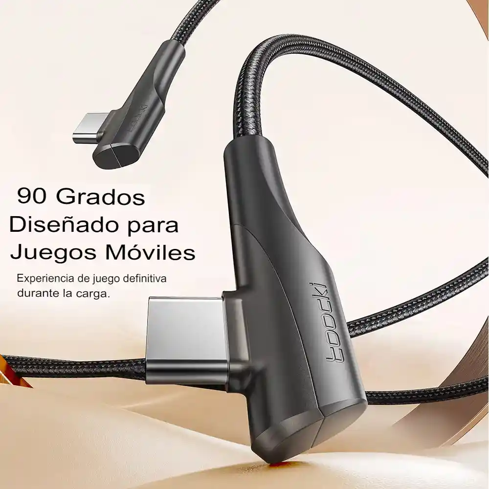 Cable Tipo L90° Toocki Usb-c A Usb-c 2m 60w Carga Rapida