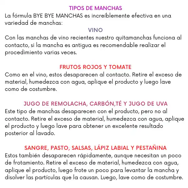 Bye Bye Quitamanchas 250ml Drops + Gratis Oxigeno Activo 200gr Quitamanchas