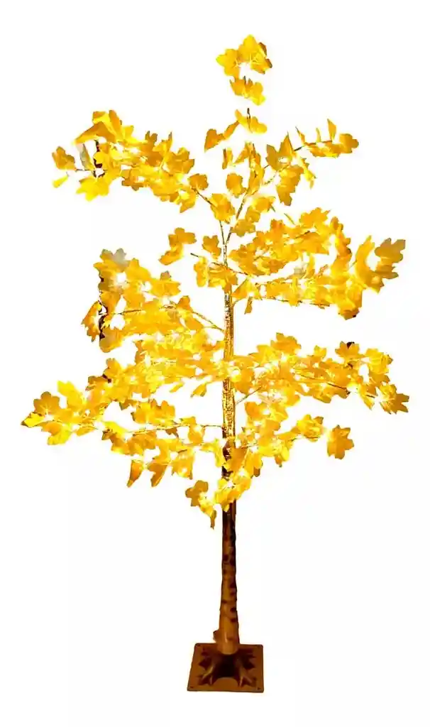 Arbol Navidad Con Luces Luz Led Blanco, Dorado Y Naranja Hojas De Arce 1.70 M