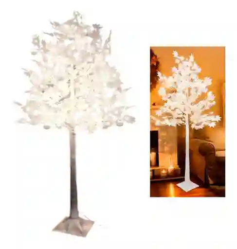 Arbol Navidad Con Luces Luz Led Blanco, Dorado Y Naranja Hojas De Arce 1.70 M