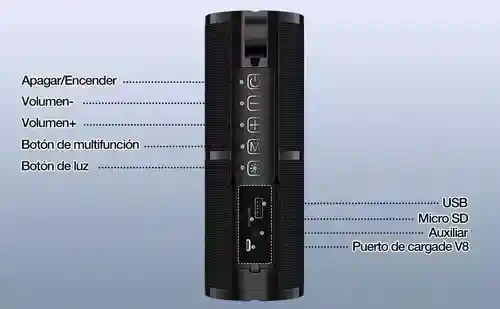 Parlante Bluetooth Resistente Al Agua 6 Horas De Duracion Original