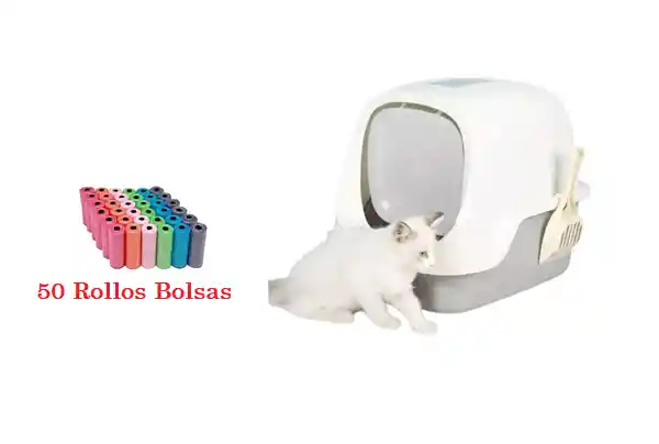 Combo Baño Arenero Con Filtro Mas 50 Rollos De Bolsas