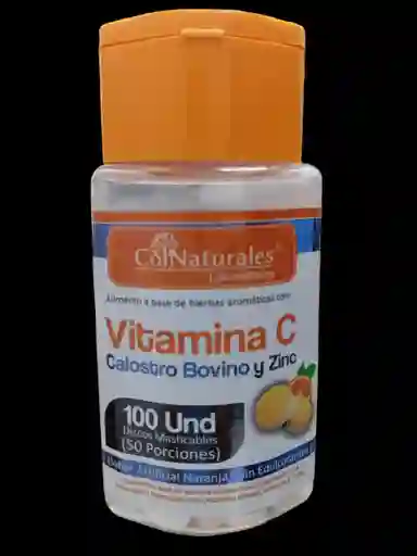 Vitamina C Con Calostro Bovino Y Zinc X 100 Und Masticables Colnaturales