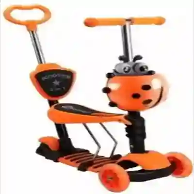 Patineta Monopatín Scooter 5 En 1 Luz Led Musical Color Naranja Mariquita