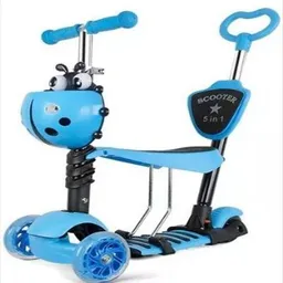 Patineta Monopatín Scooter 5 En 1 Luz Led Musical Color Azul Mariquita