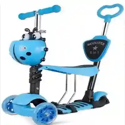 Patineta Monopatín Scooter 5 En 1 Luz Led Musical Color Azul Mariquita