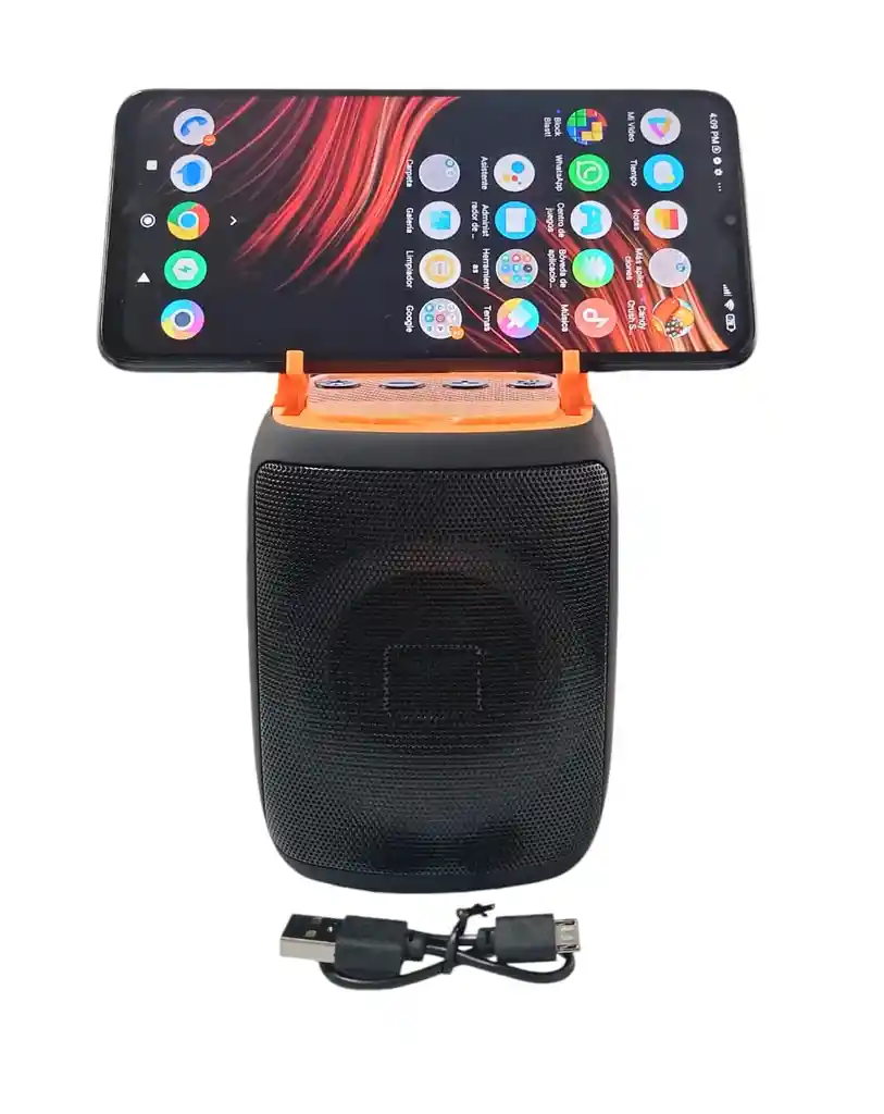 Parlante Bluetooth Con Soporte Para Celular X-912 (negro/naranja)