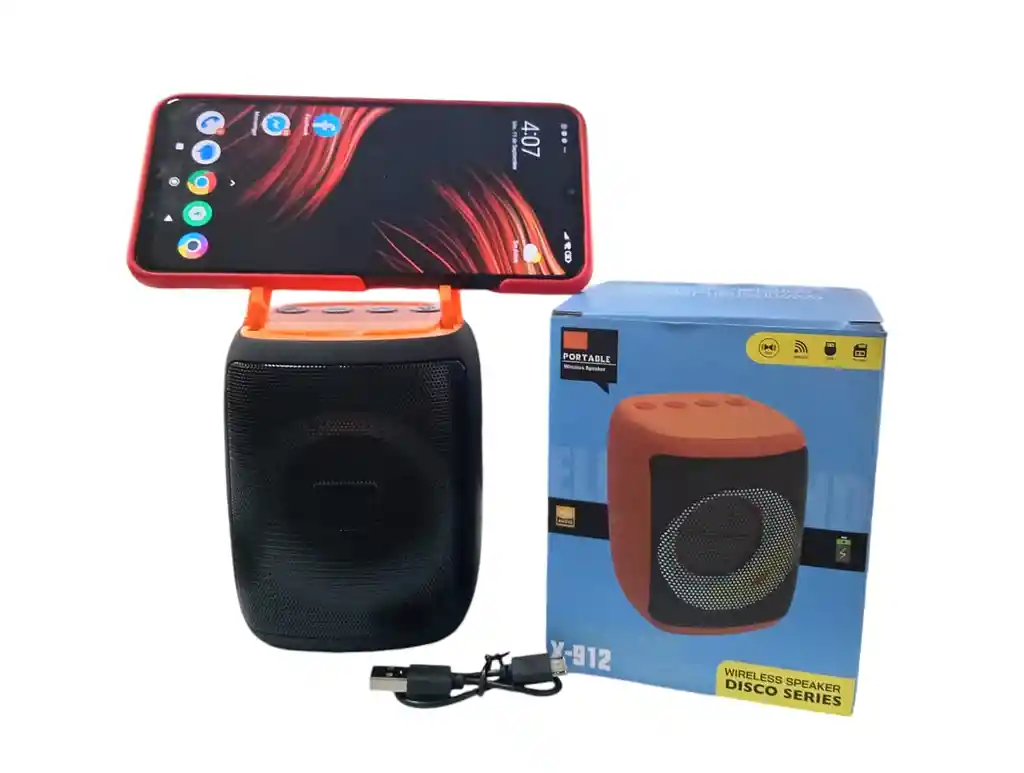 Parlante Bluetooth Con Soporte Para Celular X-912 (negro/naranja)