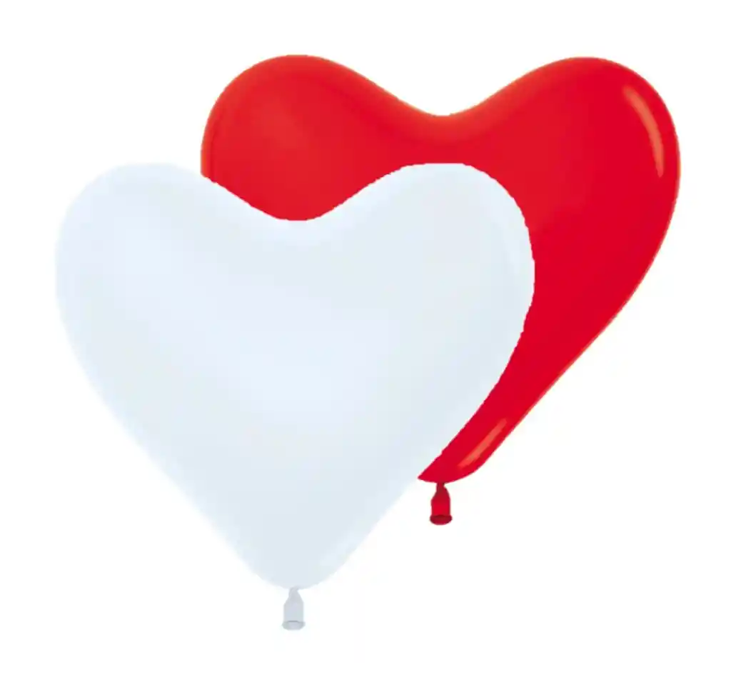 Bombas Globos R12 Corazon Surtido Pasion Rojo - Blanco X 10 Sempertex Amor Amistad