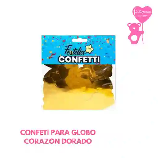 Confeti Para Globo Corazon Dorado