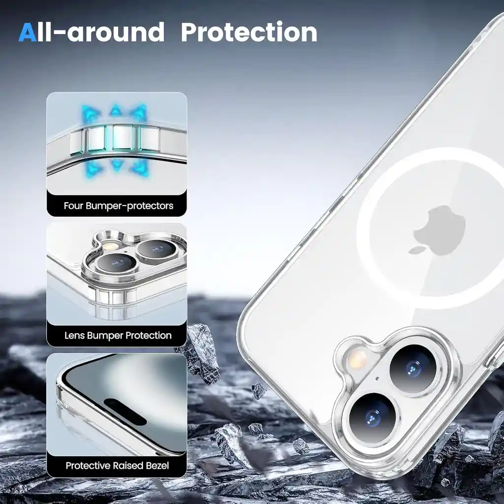 Estuche Rígido Transparente Para Iphone 16 Compatible Con Magsafe