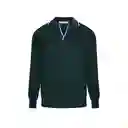 Polo Long Sleeves Verde Collo Blu Talla S