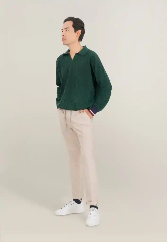 Polo Long Sleeves Verde Talla S