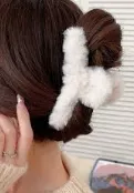 Gancho Pinza Grande Para El Cabello Peludita Blanca