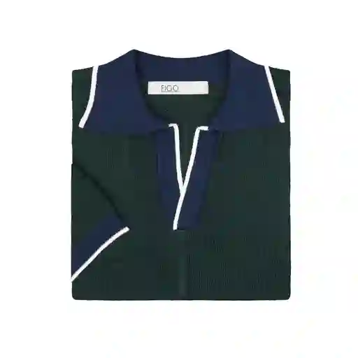 Polo Pescatore Verde Collo Blu Talla L