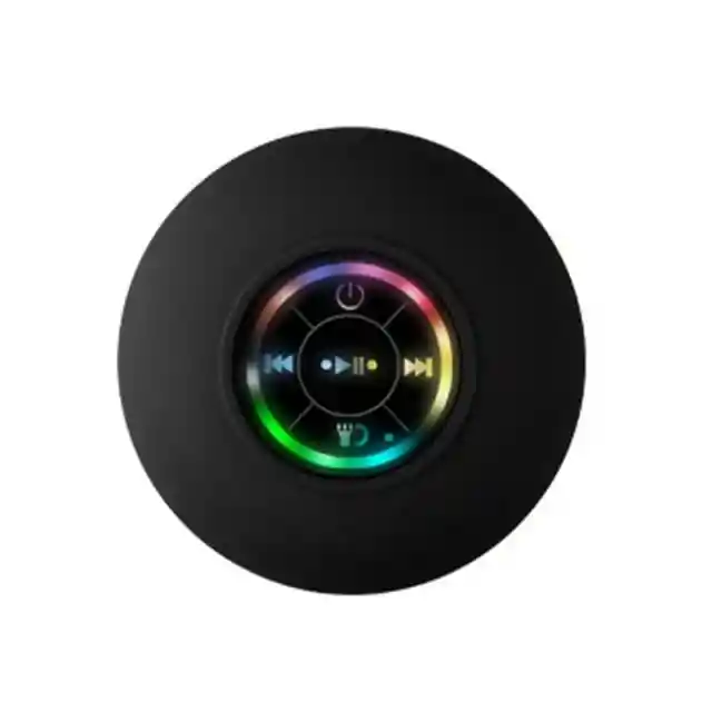 Mini Parlante De Ducha Bluetooth Luz Led 7 Colores, Manos Libres Con Micrófono Integrado, Ventosa, Bluetooth 5.0 Bts07 Impermeable (negro)