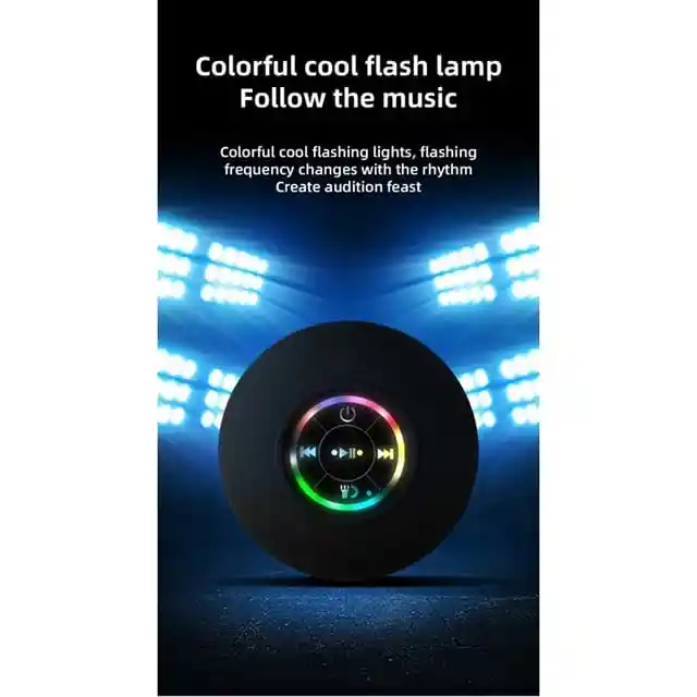 Mini Parlante De Ducha Bluetooth Luz Led 7 Colores, Manos Libres Con Micrófono Integrado, Ventosa, Bluetooth 5.0 Bts07 Impermeable (negro)