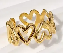 Anillo Dorado Corazones Abierto