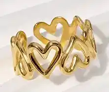 Anillo Dorado Corazones Abierto