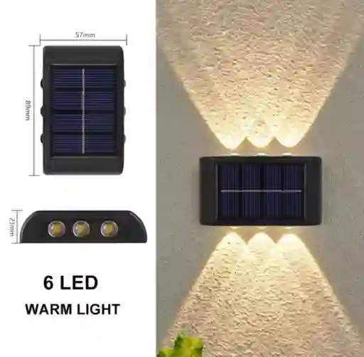 Lampara Led Aplique Solar Exteriores 6 Led					