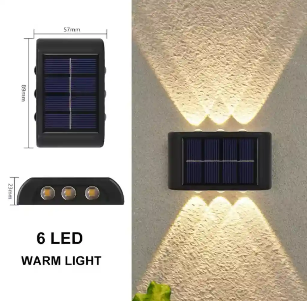 Lampara Led Aplique Solar Exteriores 6 Led					