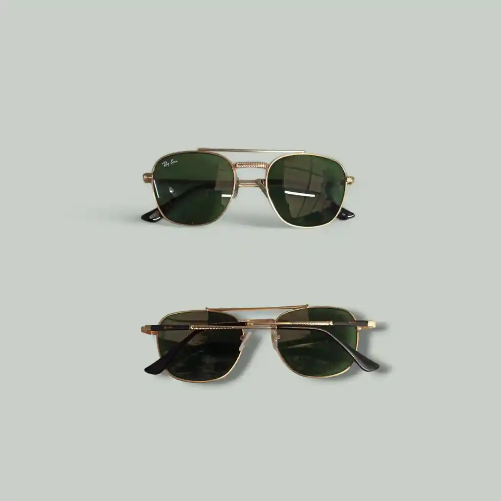 Gafas Lente Tipo Aviador Verde Borde Dorado Tipo Ray-ban