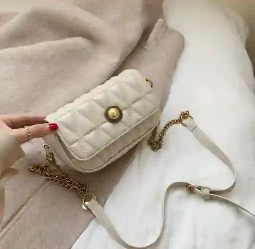 Bolso De Mano Diseño Con Perla Color Blanco