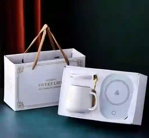 Taza Mug Cerámica Base Calentadora - Blanca			