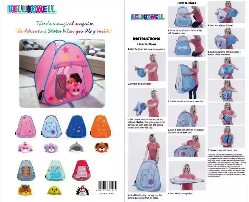 Carpa Infantil Plegable + Peluche Bellhowell							