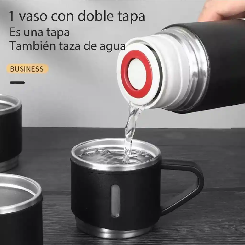 Termo De Acero Inoxidable 500 Ml Con 2 Tazas Para Servir