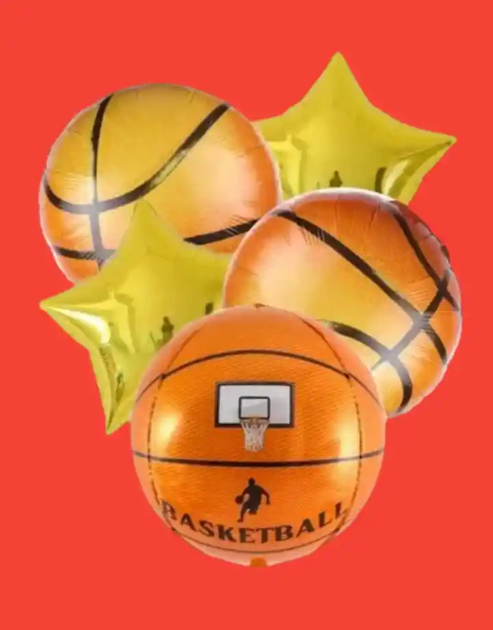 Bouquet Metalizado X5 Globos Basketball