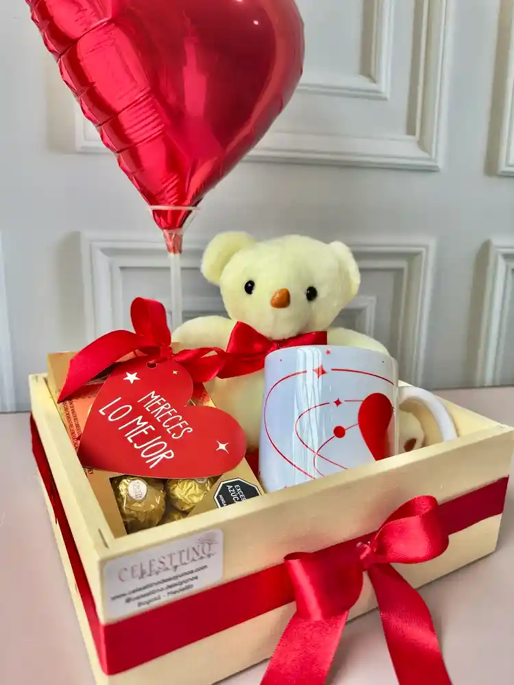 Regalo De Aniversario Con Peluche, Ferrero Rocher Y Mug.