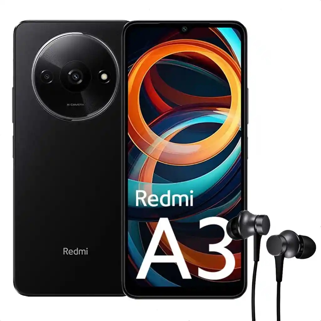 Celular Xiaomi Redmi A3 64gb /3gb Blk + Audífonos Mi In-ear